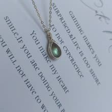 拉長石吊墜自選藍光黃光拉長石項鍊墜 純銀簡約拉長石項鍊吊墜