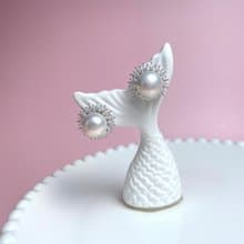 雪花 天然淡水珍珠 極光 月光白 純銀耳環