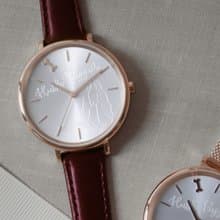 Hush Puppies 清新魅力咖啡色皮革女錶(HP3876)-玫瑰金x咖啡