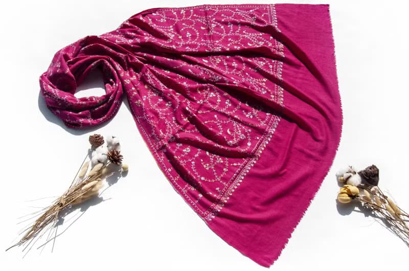 喀什米爾Cashmere/羊絨圍巾/純羊毛圍巾披巾/戒指絨披肩-刺繡花朵