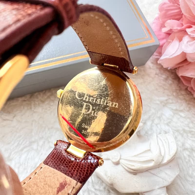 【日本中古】90-00年 中古Dior 18KGP 羅馬數字手錶 原裝盒附