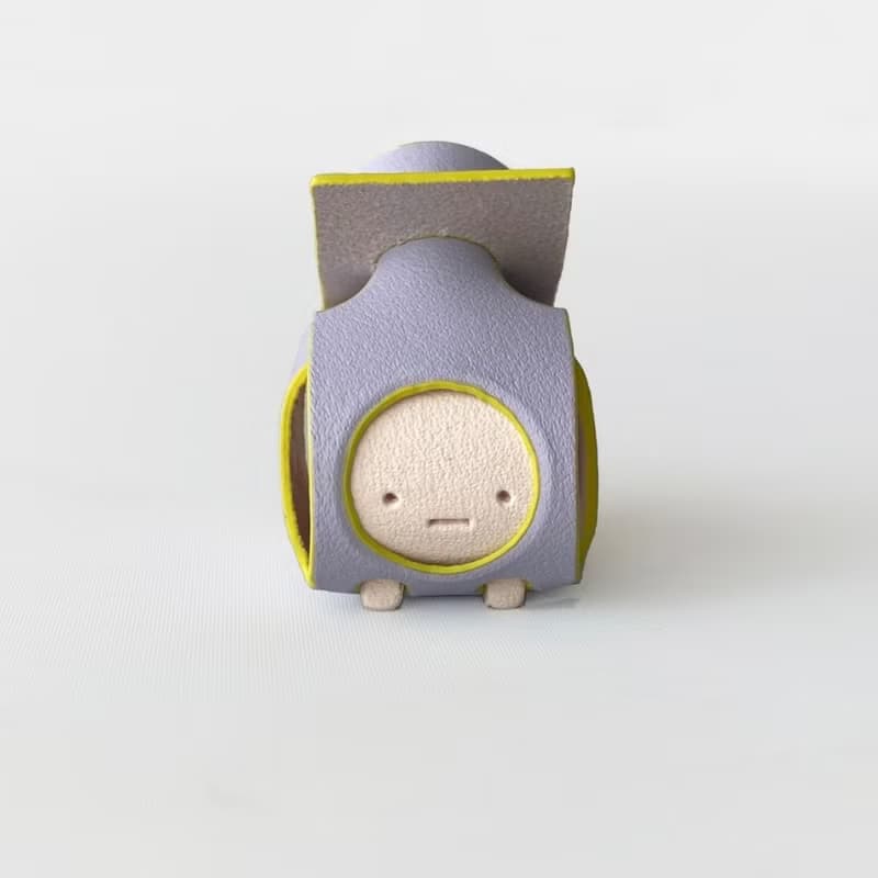 身を守る革のミニオブジェ【sisyu / ししゅ】(パープル×ベージュピンク×イエローグリーン)