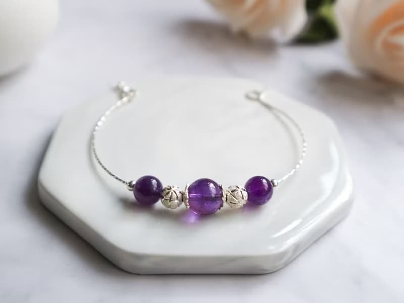 【Amethyst Series】原創DIY手環 紫水晶925純銀手鍊