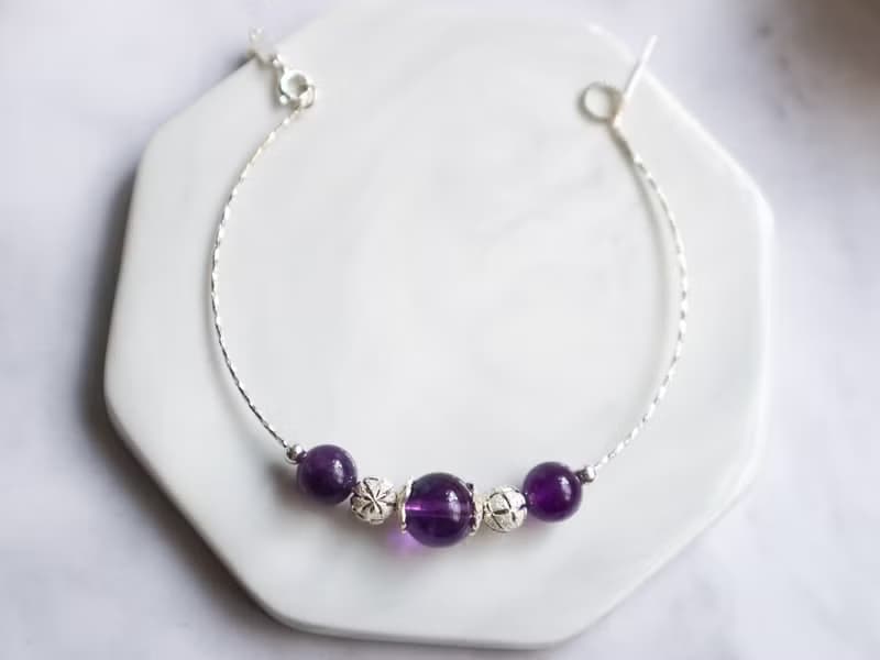 【Amethyst Series】原創DIY手環 紫水晶925純銀手鍊