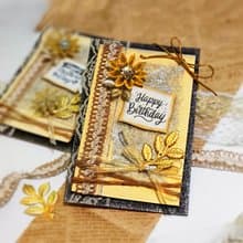 復古金花朵雜貨風 手工卡片 禮盒 (生日禮物、情人卡)