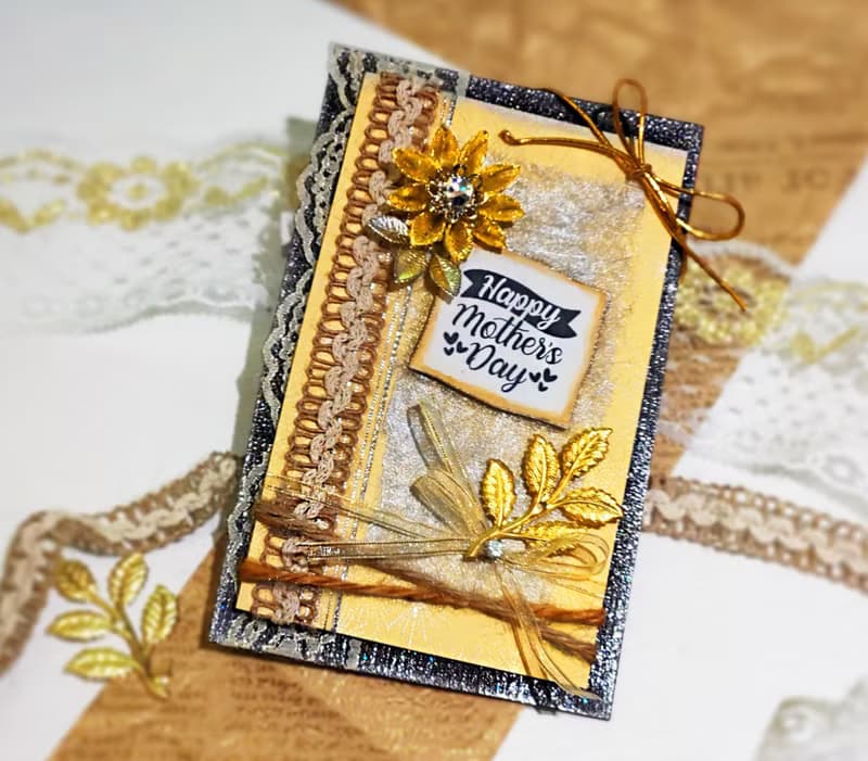 復古金花朵雜貨風 手工卡片 禮盒 (生日禮物、情人卡)