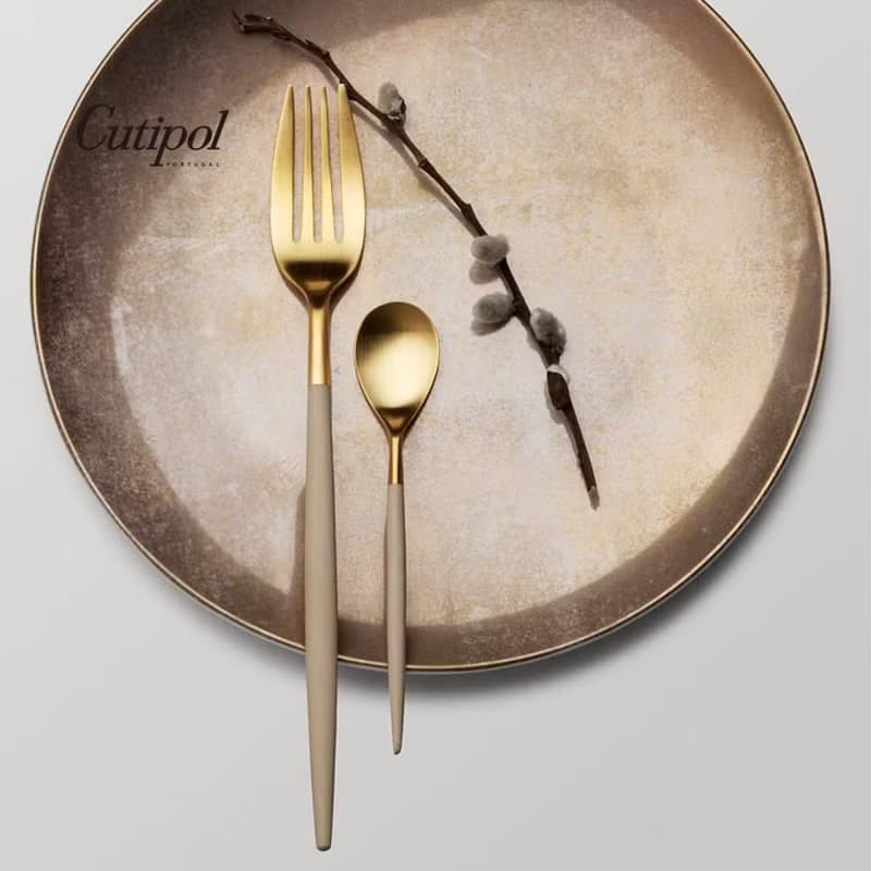 葡萄牙 Cutipol  MIO  奶茶金霧面不鏽鋼 主餐叉