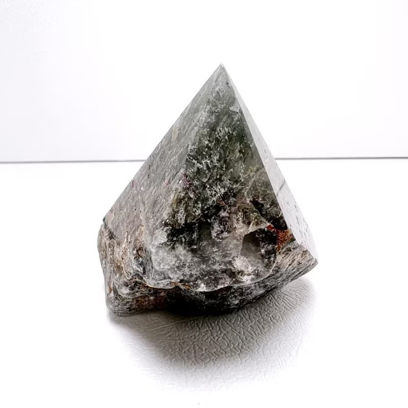 原始。隨型滿幽靈  一圖一物 擺件 拋光有礦坑  l 綠幽靈  l