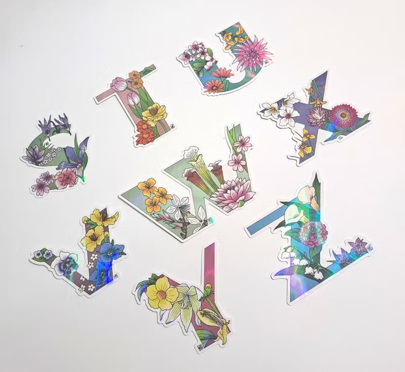 極光花卉植物字母防水貼紙 任選三張80 一整組540