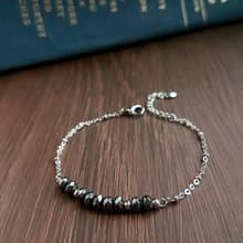 星空夜。黑膽石(赤鐵礦)手作白鋼手鍊 不怕水不變色