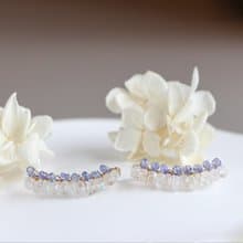 14kgf-tanzanite × rainbow moon stone classical ear climber
