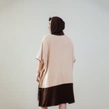 雙色連帽浴巾衣-棕/藍
