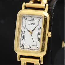 絕版古董錶 Loewe Anagram 中古二手男女裝金屬原木錶帶手錶 腕錶
