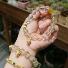 天然黃阿塞黃水晶手鏈 搖錢鈴鐺 招財進寶 財富之石 生日禮物送女