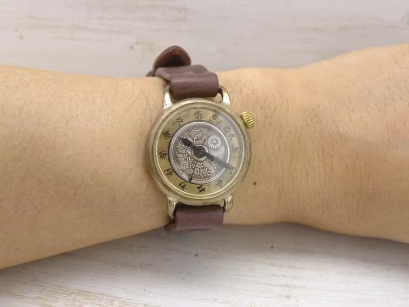 手作り腕時計  倭ノ刻四(わのこくよん)  五銭硬貨&大字文字盤 約34mmBrass (377)