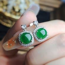 財富•高貴•健康|簡約奢華大冰陽綠蛋|A貨翡翠純銀耳環