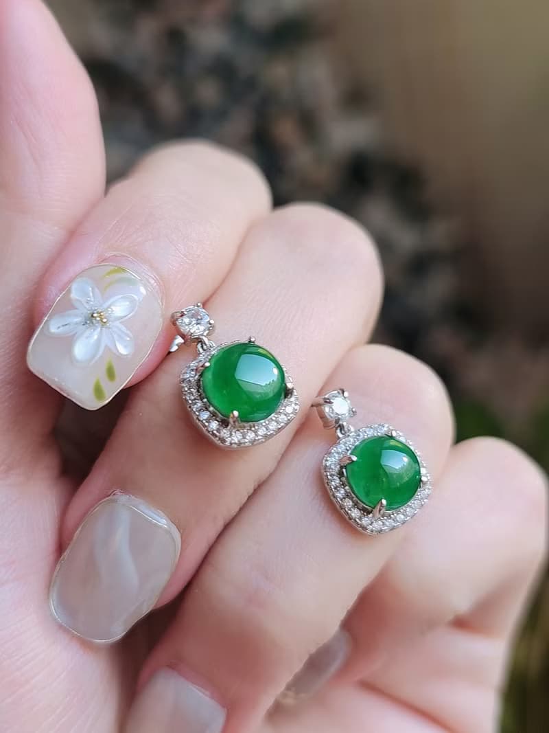 財富•高貴•健康|簡約奢華大冰陽綠蛋|A貨翡翠純銀耳環