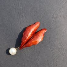 【訂製】黑葉芋胸針|別針|紅銅|純手工|手作禮物