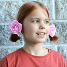 Flower hair clip or ties. Hair ornaments girls. Floral hair accessories 粉紅色的髮飾