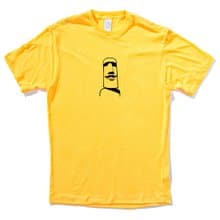 摩艾 鬍子 Moai 短袖T恤 黃色 原創插畫圖T復活節島石像文青