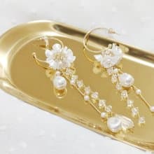 春之晨露 鍍金合金 仿珍珠耳環 婚禮花嫁 春之女神