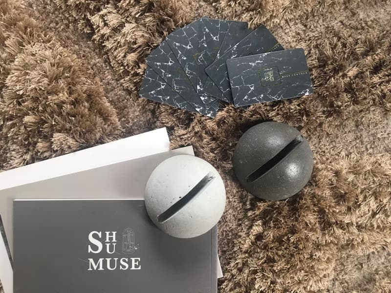 曙MUSE 半圓球體水泥名片架  辦公室 擴香石 手作 創意