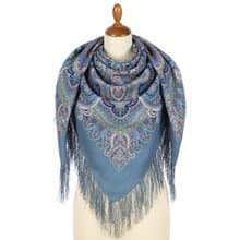 Pavlovo Posad Russian Shawl 100% Wool Scarf 125x125 cm Wrap Silk Fringe 1895-13