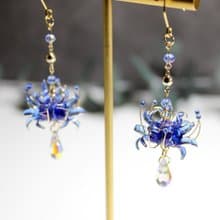 【彼岸花垂墜耳環】彼岸花耳環  藍色  手工 耳環/耳夾