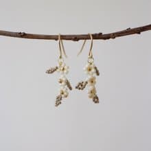 串珠耳飾_日日春/褐色葉子/beading earing