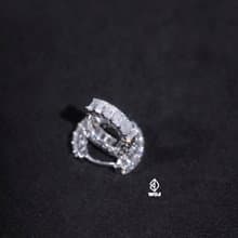 Wbj 純銀滿圈鑲嵌祖母綠型方型莫桑鑽耳環