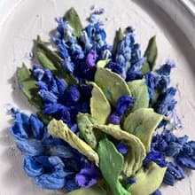 Lilac sculptural painting 3d blue flowers art Sculpture flowers 3d floral art