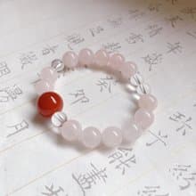 綻花顏。天然紅瑪瑙+粉水晶+白水晶手鏈 桃花緣人緣 送禮物能量石