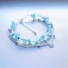 【生日石系列 V | 三月】| 海藍寶碎石 |手鏈