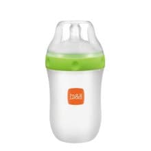 b&h 新一代食品級LSR矽膠奶瓶 240ml配超寬口徑奶嘴 (綠色)