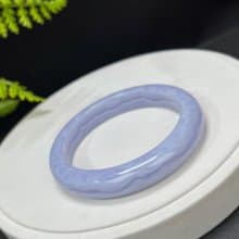 收藏級 藍紋瑪瑙手镯 56MM 高冰玉化千層奶藍色玉髓手環 保護平安