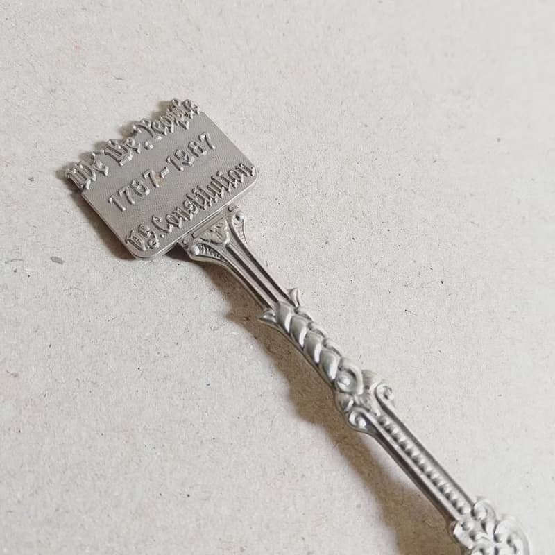 美國古董老物 US Constitution 1987年行憲紀念銀質茶湯匙