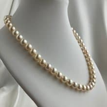 福利品 高貴香檳色akoya珍珠 7.5mm akoya珠串 海水珍珠 禮服配飾