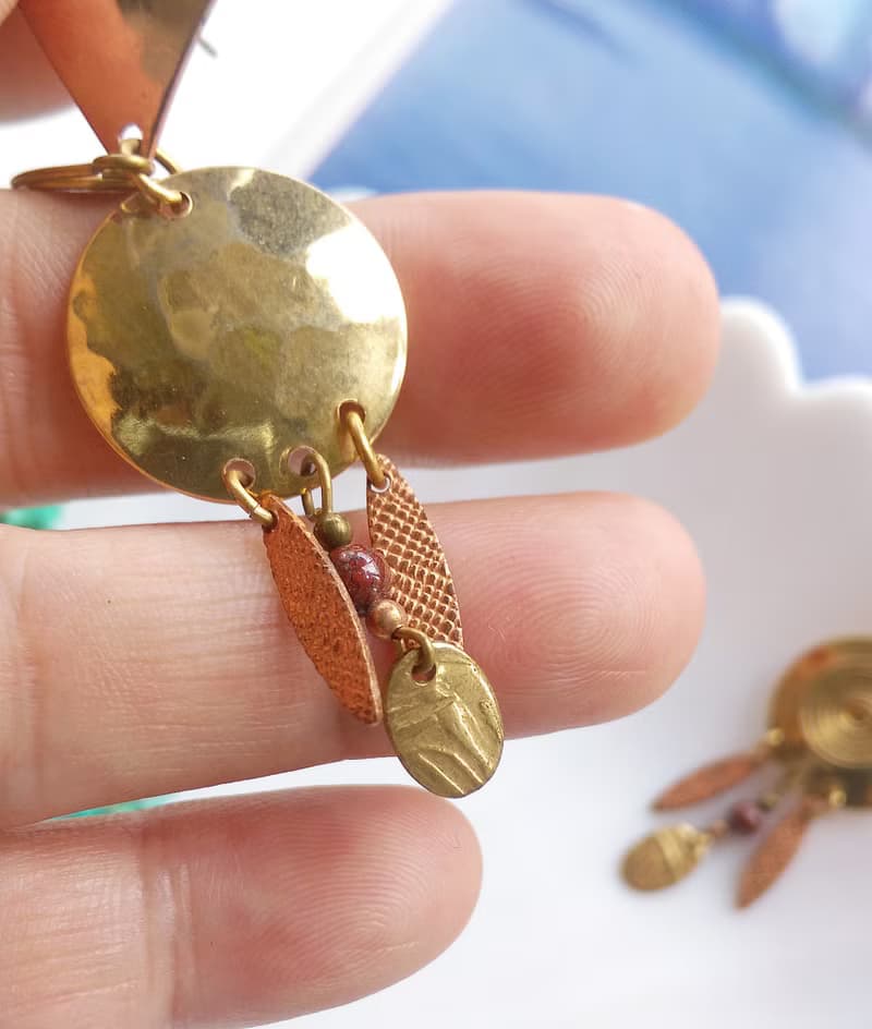 Vintage Jewelry 西洋古董飾品 金銅色調  民族祭典  針式耳環