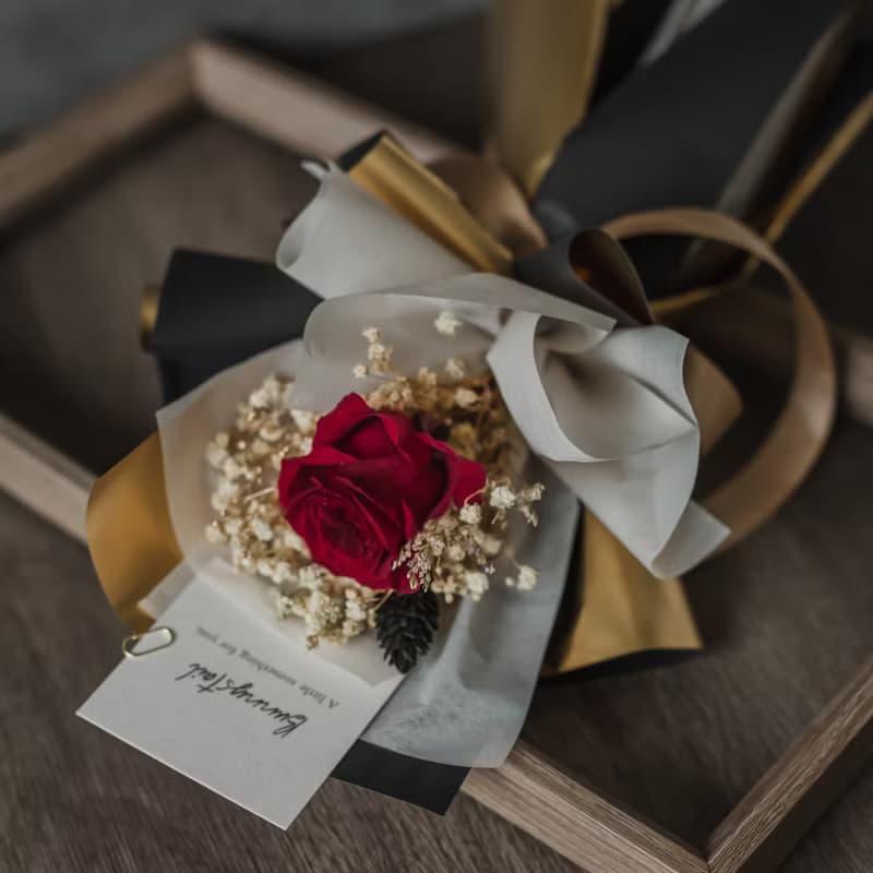 /小型永生花束/ 尊爵紅•你擁有我的心 永生花 情人節套組 生日禮