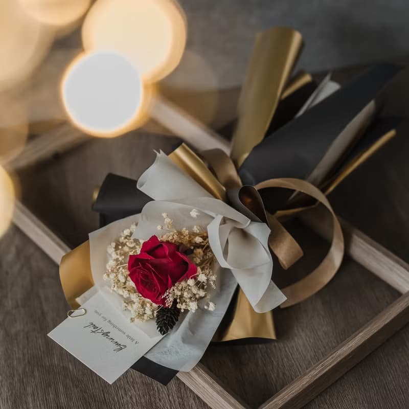 /小型永生花束/ 尊爵紅•你擁有我的心 永生花 情人節套組 生日禮