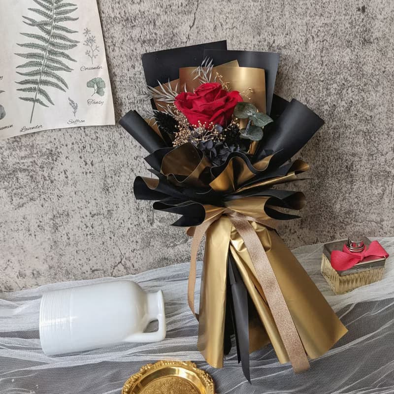 /小型永生花束/ 尊爵紅•你擁有我的心 永生花 情人節套組 生日禮