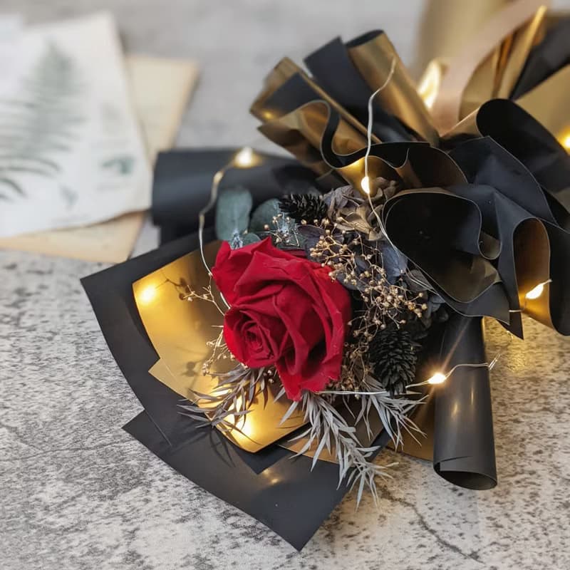 /小型永生花束/ 尊爵紅•你擁有我的心 永生花 情人節套組 生日禮