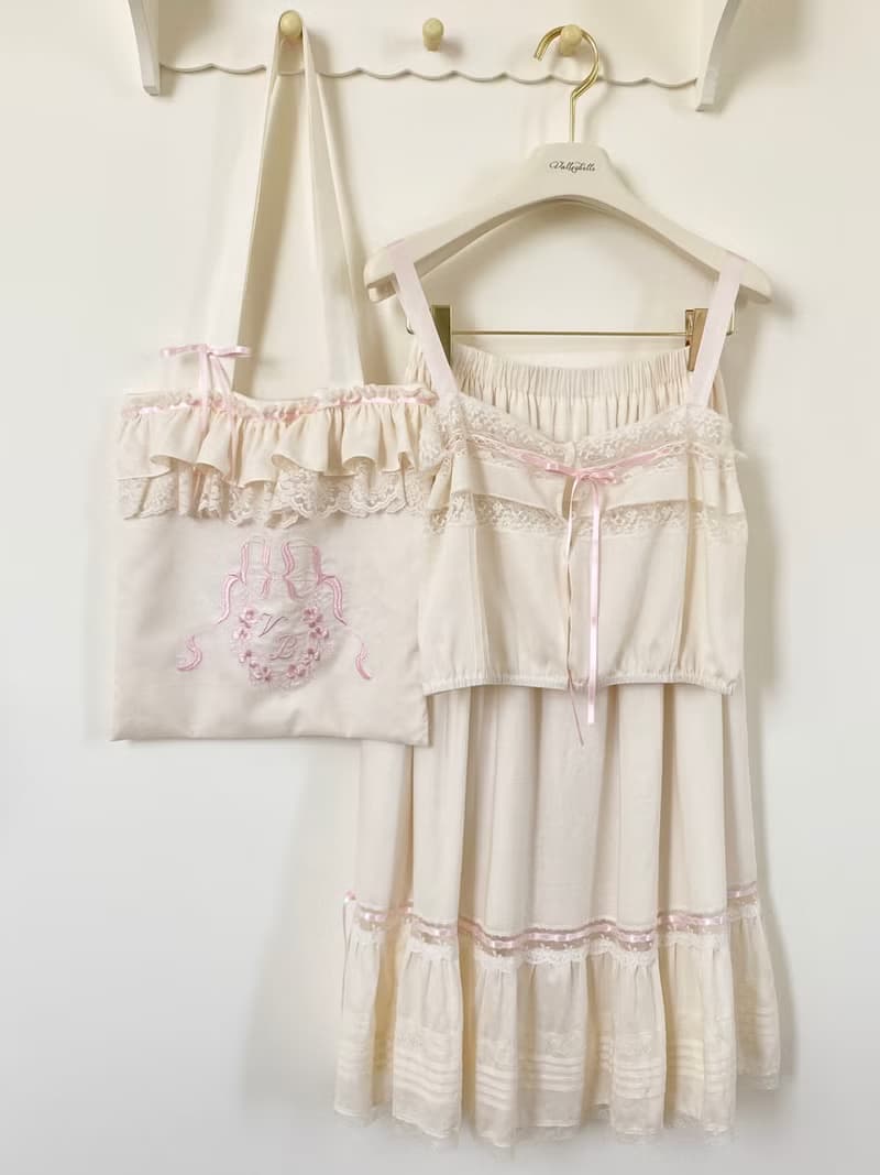 蝴蝶結櫻花刺繡  亞麻蕾絲 單肩包