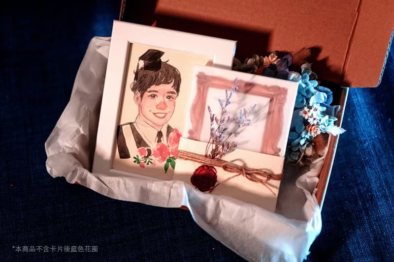 |畢業禮物| 6吋似顏繪禮盒+手工水彩紙卡片 可代書寫 精美包裝