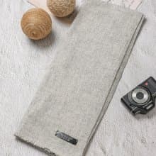 【窄版】喀什米爾羊毛圍巾 無染原色淺灰 脖圍 手工機織