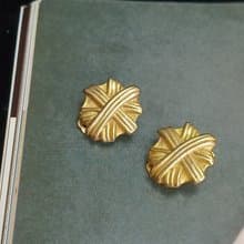 vintage jewelry  古典霧金立體緞帶結 夾式耳環