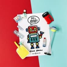 刺繡貼紙-機器人小紅