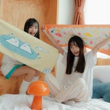 好好棉 x 威嗝 桃桃聯名擦髮巾兩件組 寬版L 37x100cm