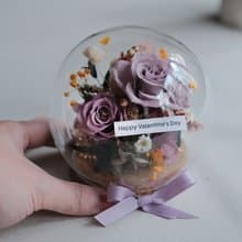 永生花/乾燥花圓球泡泡玻璃盅/8款/生日禮物/情人節禮物/七夕禮物