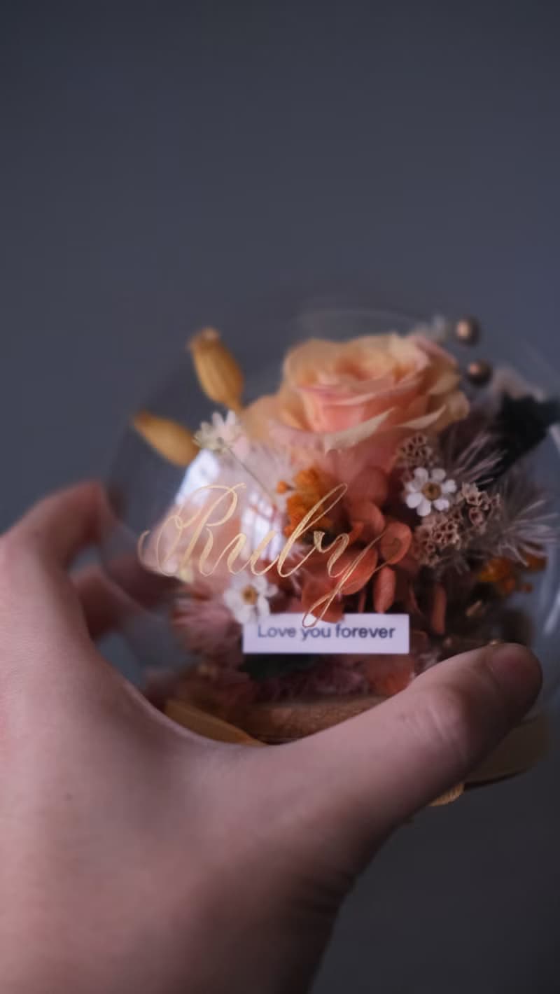 永生花/乾燥花圓球泡泡玻璃盅/8款/生日禮物/情人節禮物/七夕禮物